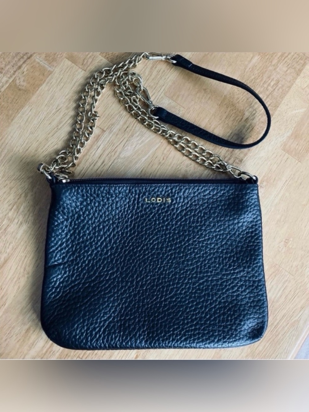 Lodis Emily Convertible Black Leather Handbag with Chain Strap